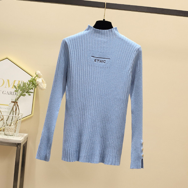 Νέο μοντέλο γυναικείο πουλόβερ γυναικών με κολάρο και κουμπιά σε μαύρο, μπλε και μπεζ χρώμα