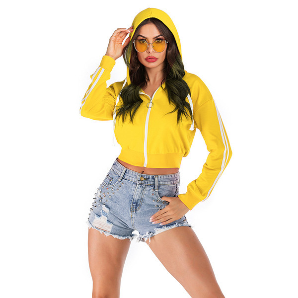 Hanorac zilnic de damă cu glugă și fermoar în trei culori