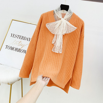 Μοντέρνο γυναικείο πουλόβερ γυναικών με κορδέλα σε διάφορα χρώματα