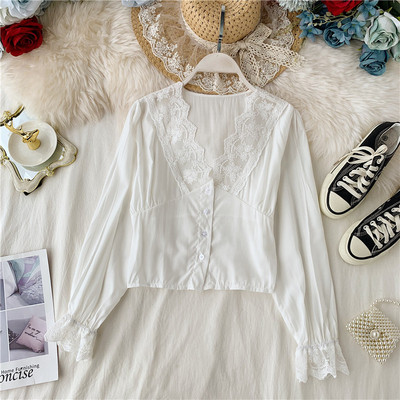 Bluza de dama eleganta cu decolteu in V si dantela in mai multe culori