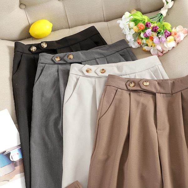 Pantaloni moderni de dama cu talie inalta in patru culori