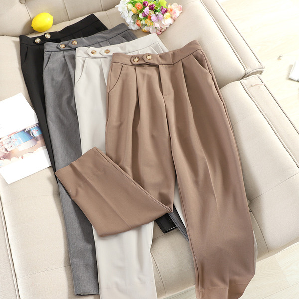 Pantaloni moderni de dama cu talie inalta in patru culori