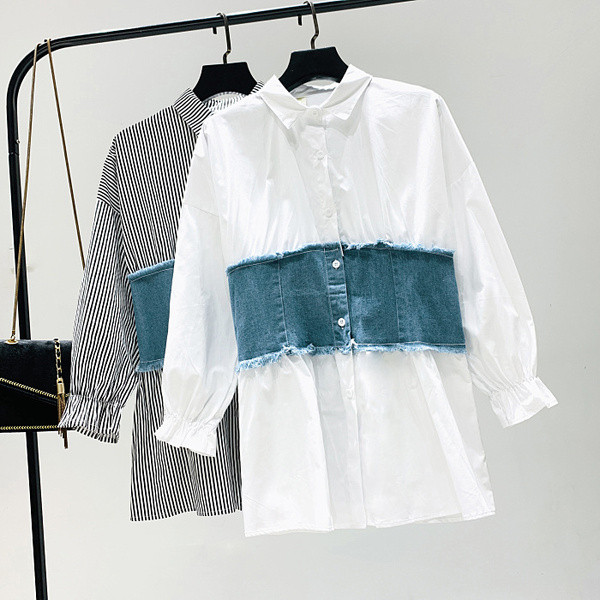 Új modell női alkalmi ing klasszikus gallérral fehér és fekete színben