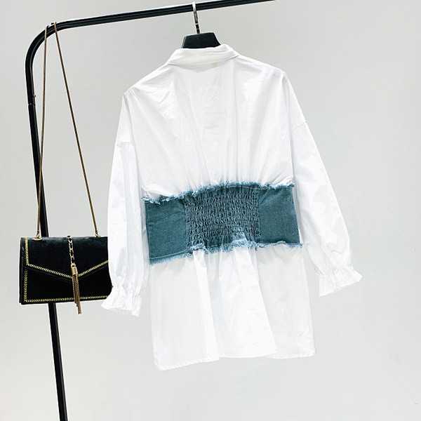 Új modell női alkalmi ing klasszikus gallérral fehér és fekete színben