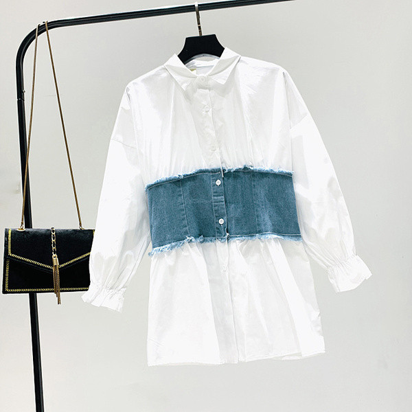 Új modell női alkalmi ing klasszikus gallérral fehér és fekete színben