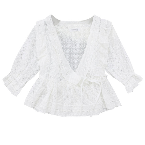 Modern női blúz mély spitz nyakkivágással