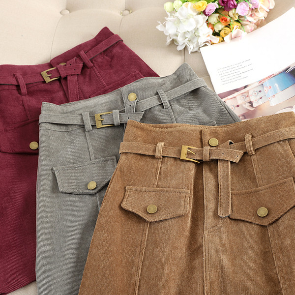 Fusta de dama moderna cu curea in trei culori