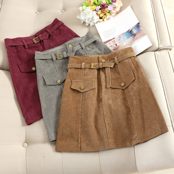 Fusta de dama moderna cu curea in trei culori