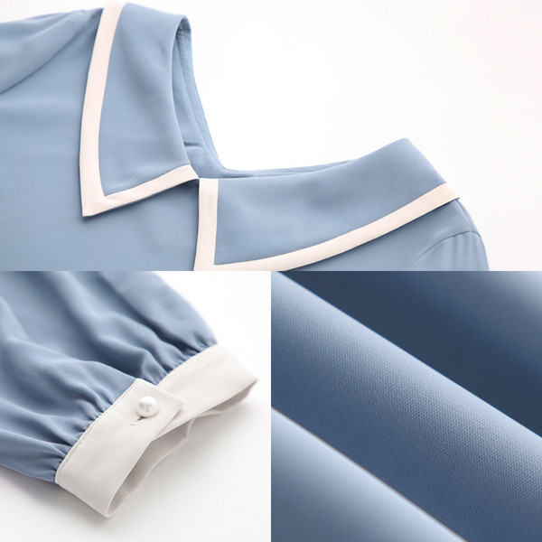 Modern női ing gallérral sárga és kék színben