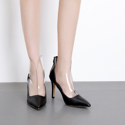 Модерни дамски обувки на висок ток в черен цвят 