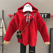 Χειμερινό γυναικείο φούτερ με κουκούλα και κορδόνια σε τέσσερα χρώματα