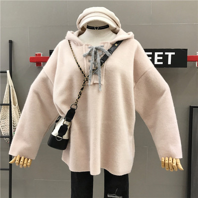 Χειμερινό γυναικείο φούτερ με κουκούλα και κορδόνια σε τέσσερα χρώματα