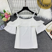 Maieu elegant pentru femei, cu umerii goi, în galben, roz și alb