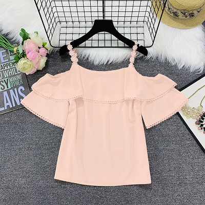 Maieu elegant pentru femei, cu umerii goi, în galben, roz și alb