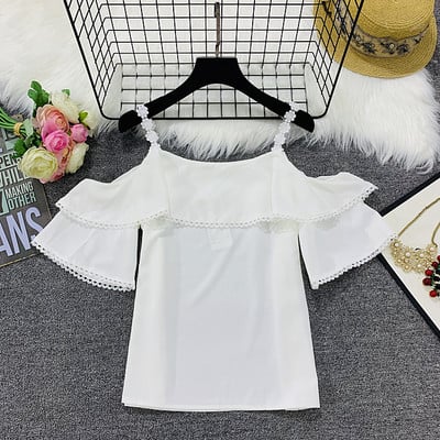 Maieu elegant pentru femei, cu umerii goi, în galben, roz și alb