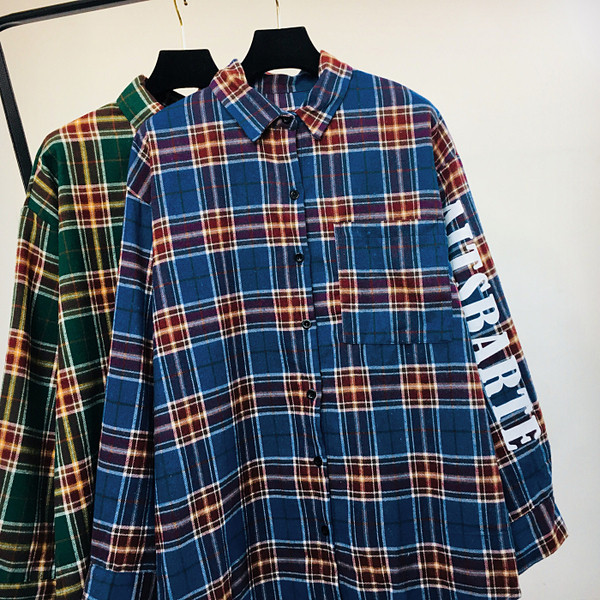 Camasa dama in carouri model lung in doua culori