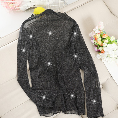 Μοντέρνα γυναικεία μπλούζα με κομψό αποτέλεσμα και μισό υψηλό γιακά