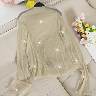 Μοντέρνα γυναικεία μπλούζα με κομψό αποτέλεσμα και μισό υψηλό γιακά