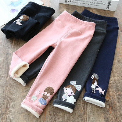 Modern children`s leggings for girls with embroidery in several colors