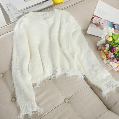 Modern női pulóver kerek nyakkivágással, több színben