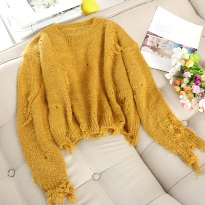 Modern női pulóver kerek nyakkivágással, több színben