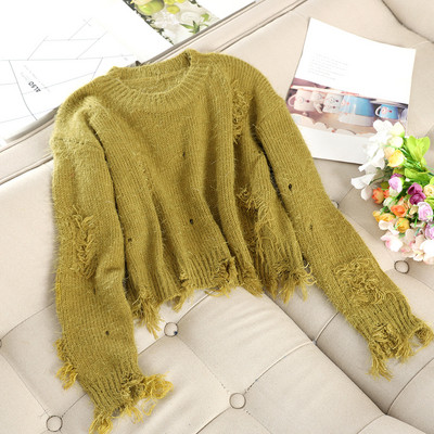 Modern női pulóver kerek nyakkivágással, több színben