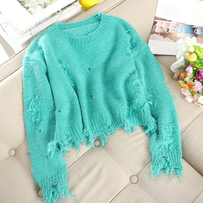 Modern női pulóver kerek nyakkivágással, több színben