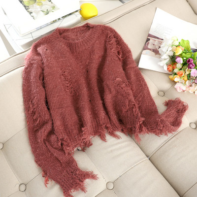 Modern női pulóver kerek nyakkivágással, több színben