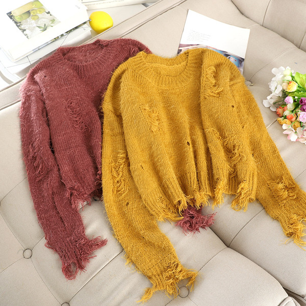 Modern női pulóver kerek nyakkivágással, több színben