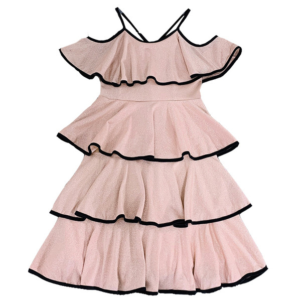 Model rochie de dama croiala in negru si roz