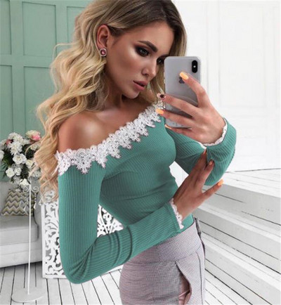 Γυναικεία casual μπλούζα με κεντήματα και μακρύ μανίκι σε γκρι, μπορντό, πράσινο και μπλε χρώμα