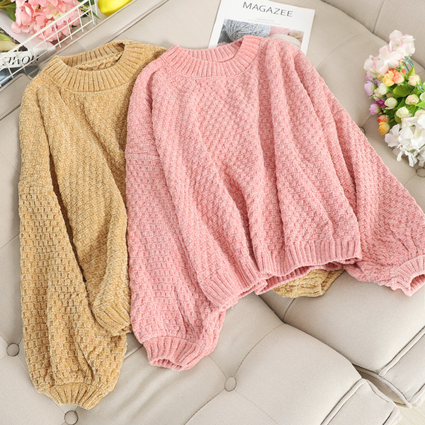 Γυναικείο πουλόβερ με στρογγυλό λαιμόκοψη σε διάφορα χρώματα