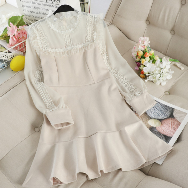 Rochie moderna de dama cu dantela in trei culori