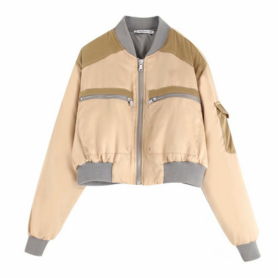 Jacheta sport scurta cu fermoare bej