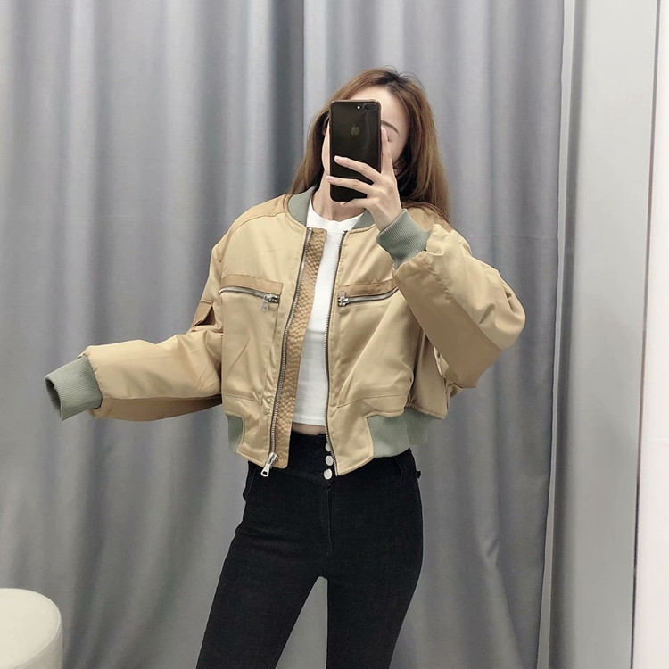 Jacheta sport scurta cu fermoare bej