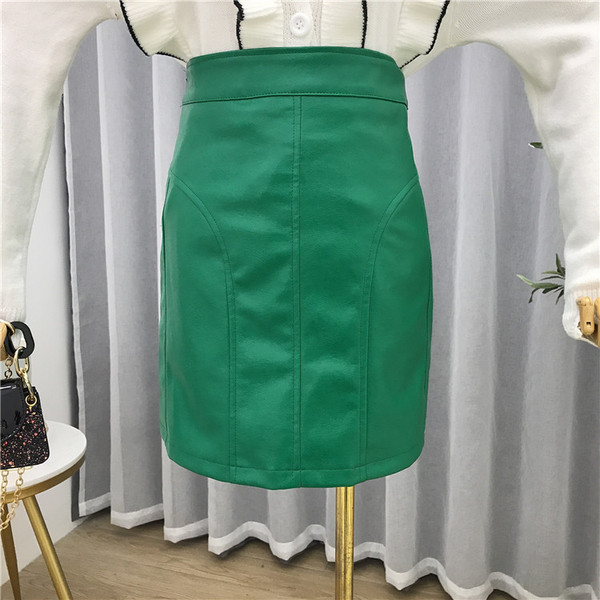 Fusta de dama din piele cu talie inalta in patru culori