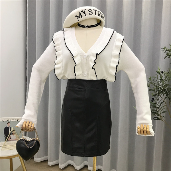 Fusta de dama din piele cu talie inalta in patru culori