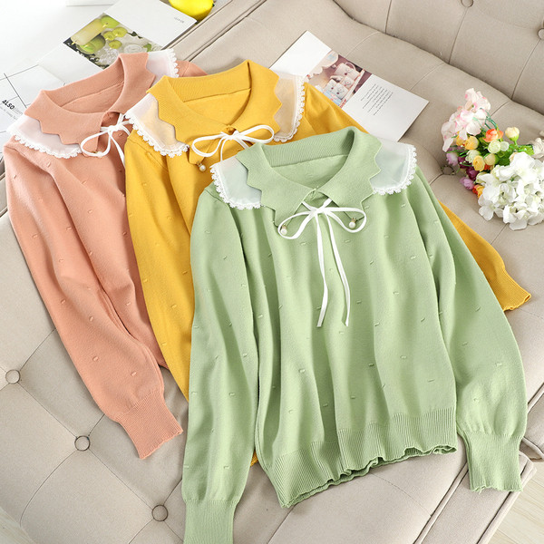 Γυναικείο πουλόβερ  με κολάρο σε διάφορα χρώματα