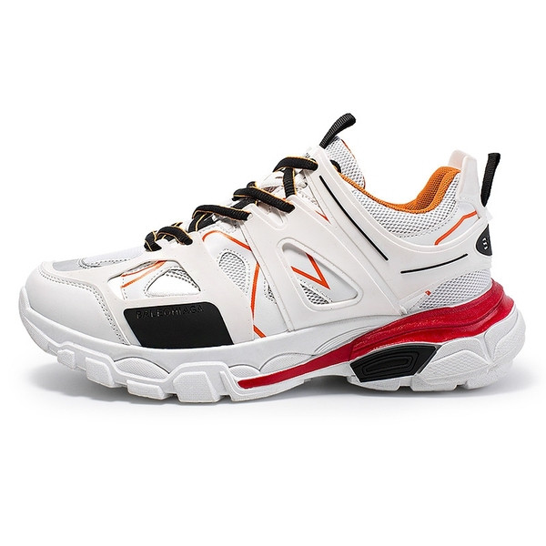 Férfi tornacipő ÚJ modell fűzővel és vastag talppal, fehér, fekete és sárga színben