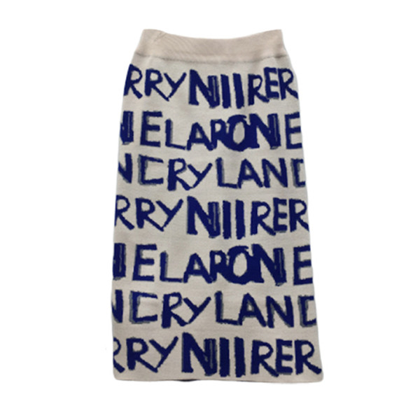 Feliratos, magas derékú női szoknya három színben