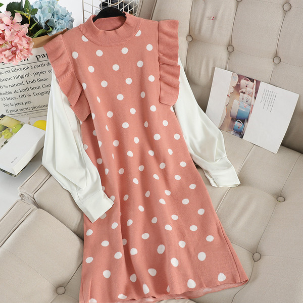 Μοντέρνο γυναικείο φόρεμα πουά σε διάφορα χρώματα