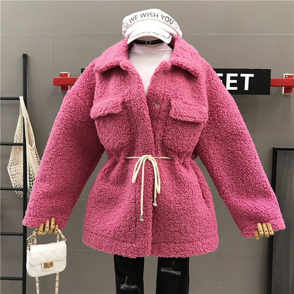 Palton de puf de damă modern cu legături în talie în mai multe culori