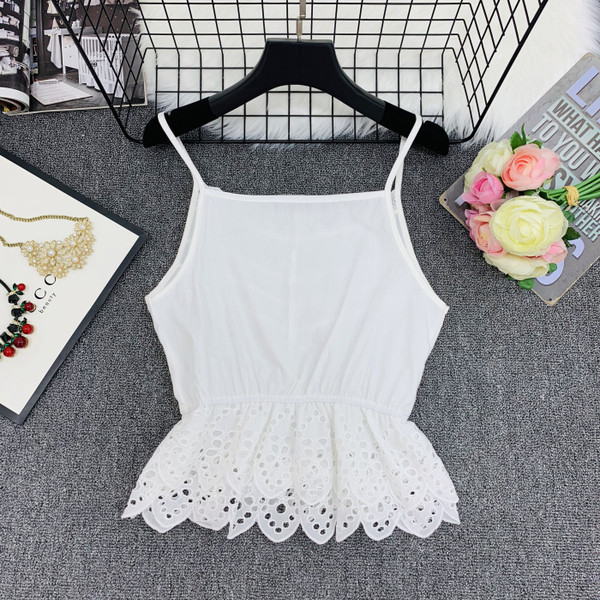 Maieu modern de damă cu bretele subțiri în alb, galben și roz