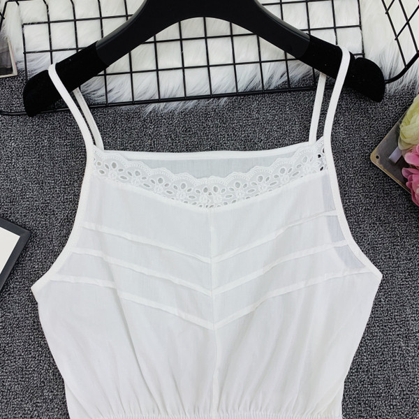 Maieu modern de damă cu bretele subțiri în alb, galben și roz