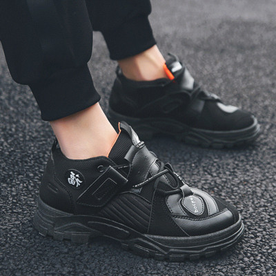 Ανδρικά πάνινα παπούτσια casual με κορδόνια και παχύ σόλα σε γκρι, λευκό και μαύρο χρώμα