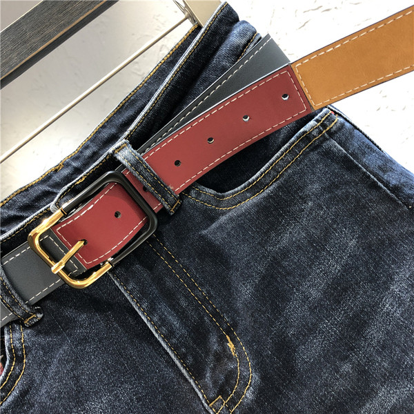 Alkalmi női hosszú farmernadrág magas derékkal, szakadt motívummal