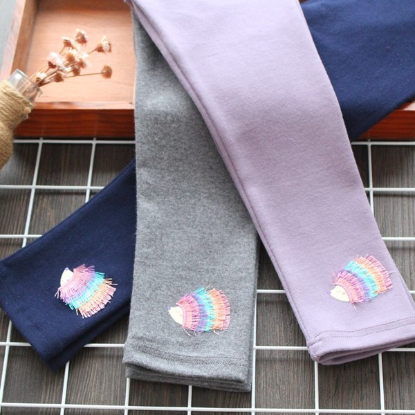 Καθημερινό παιδικό κολάν για κορίτσια με κεντήματα μπλε, γκρι και μοβ χρώμα