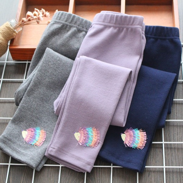 Καθημερινό παιδικό κολάν για κορίτσια με κεντήματα μπλε, γκρι και μοβ χρώμα