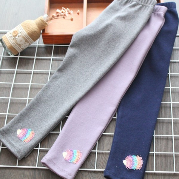 Καθημερινό παιδικό κολάν για κορίτσια με κεντήματα μπλε, γκρι και μοβ χρώμα