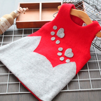 Νέο μοντέλο παιδικό φόρεμα με λαιμόκοψη σε ροζ, γκρι και κόκκινο χρώμα